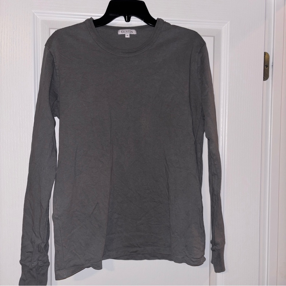 Gustin Mens Slate Gray Long Sleeve Crew Neck T-Shirt - Casual, Everyday Wear